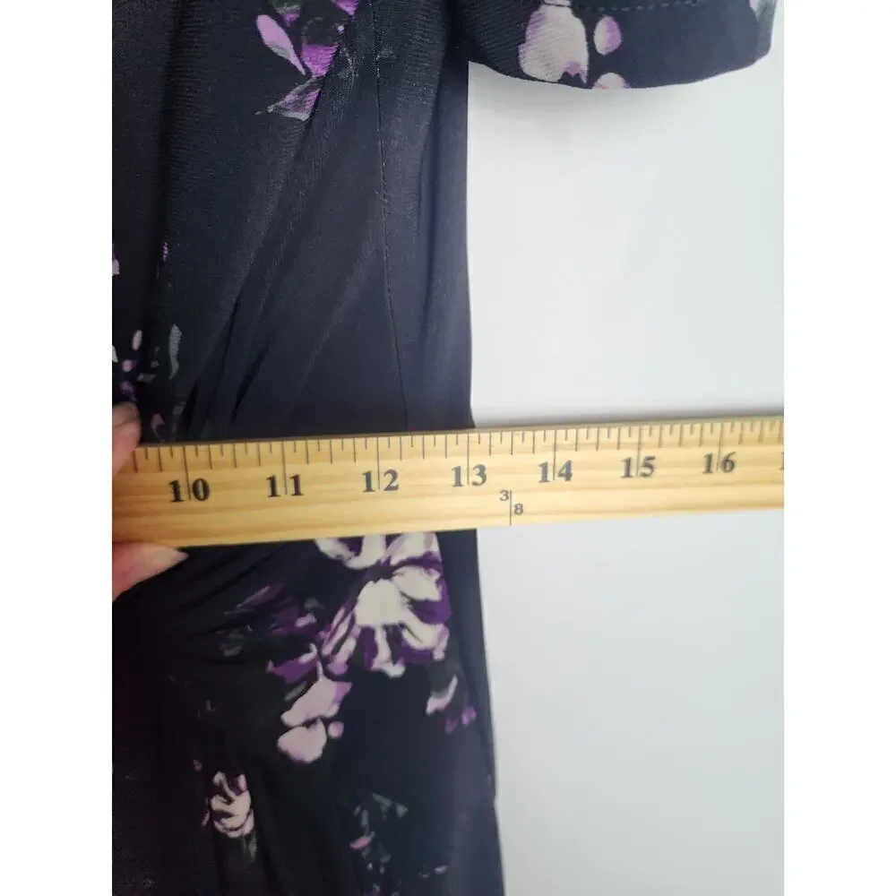 Lauren Ralph Lauren Dark Floral faux wrap dress sz 8 academic Careerwear - Picture 10 of 11